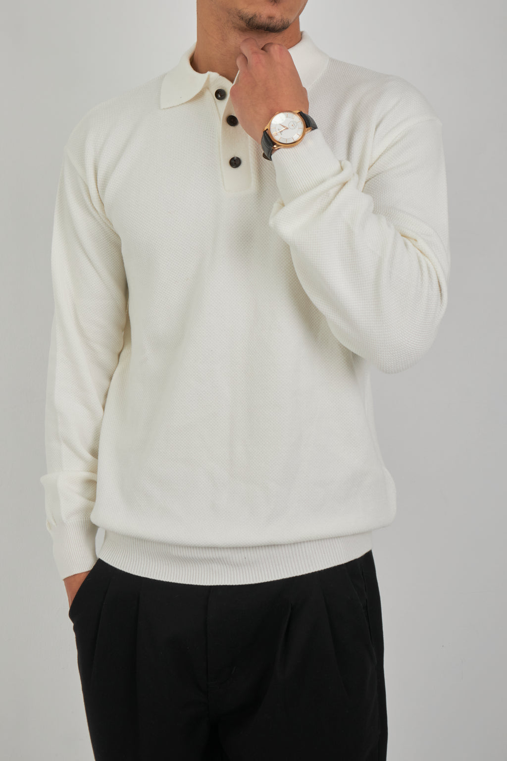 Cotton Knitted Polo pullover