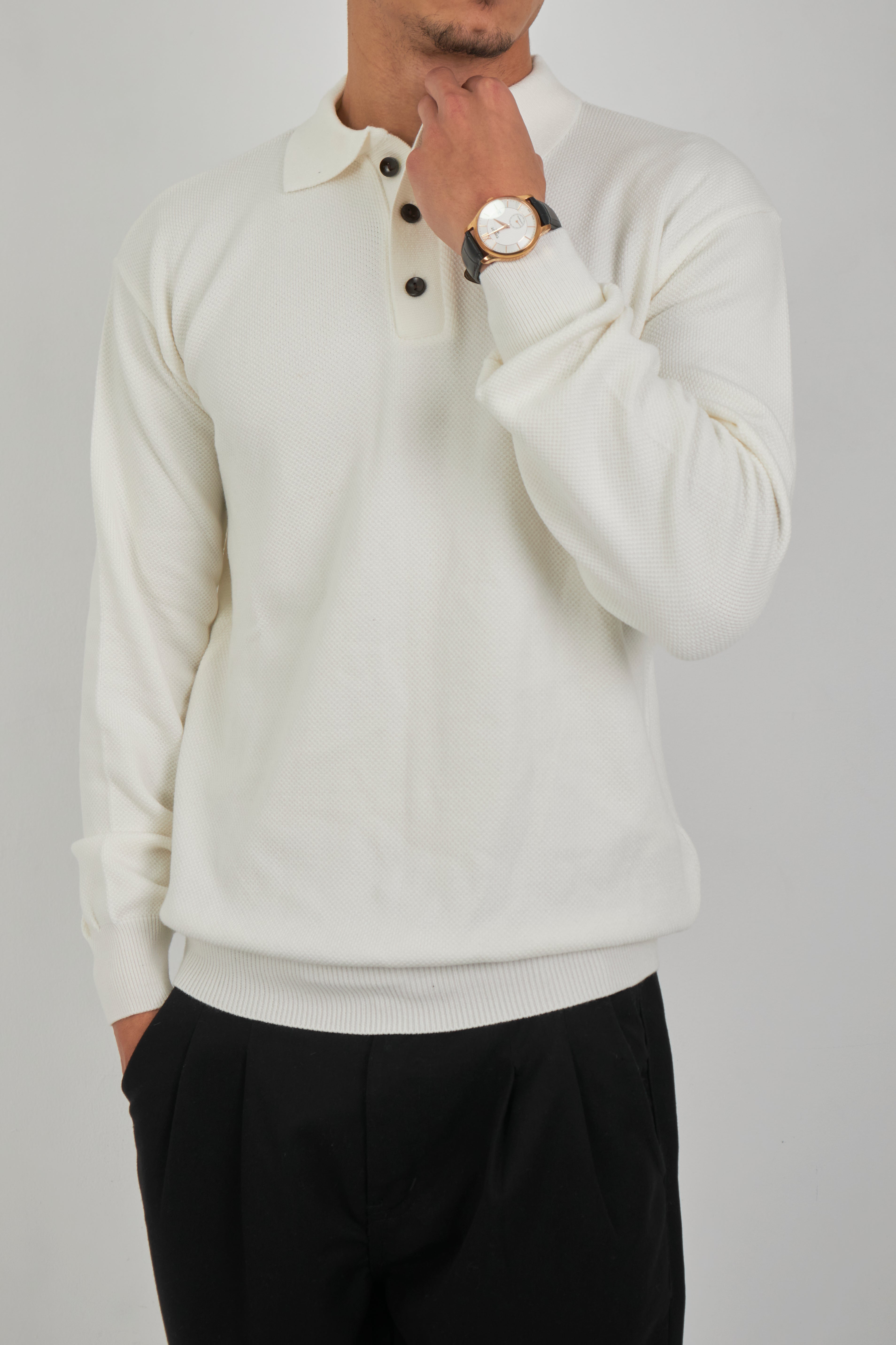 Cotton Knitted Polo pullover
