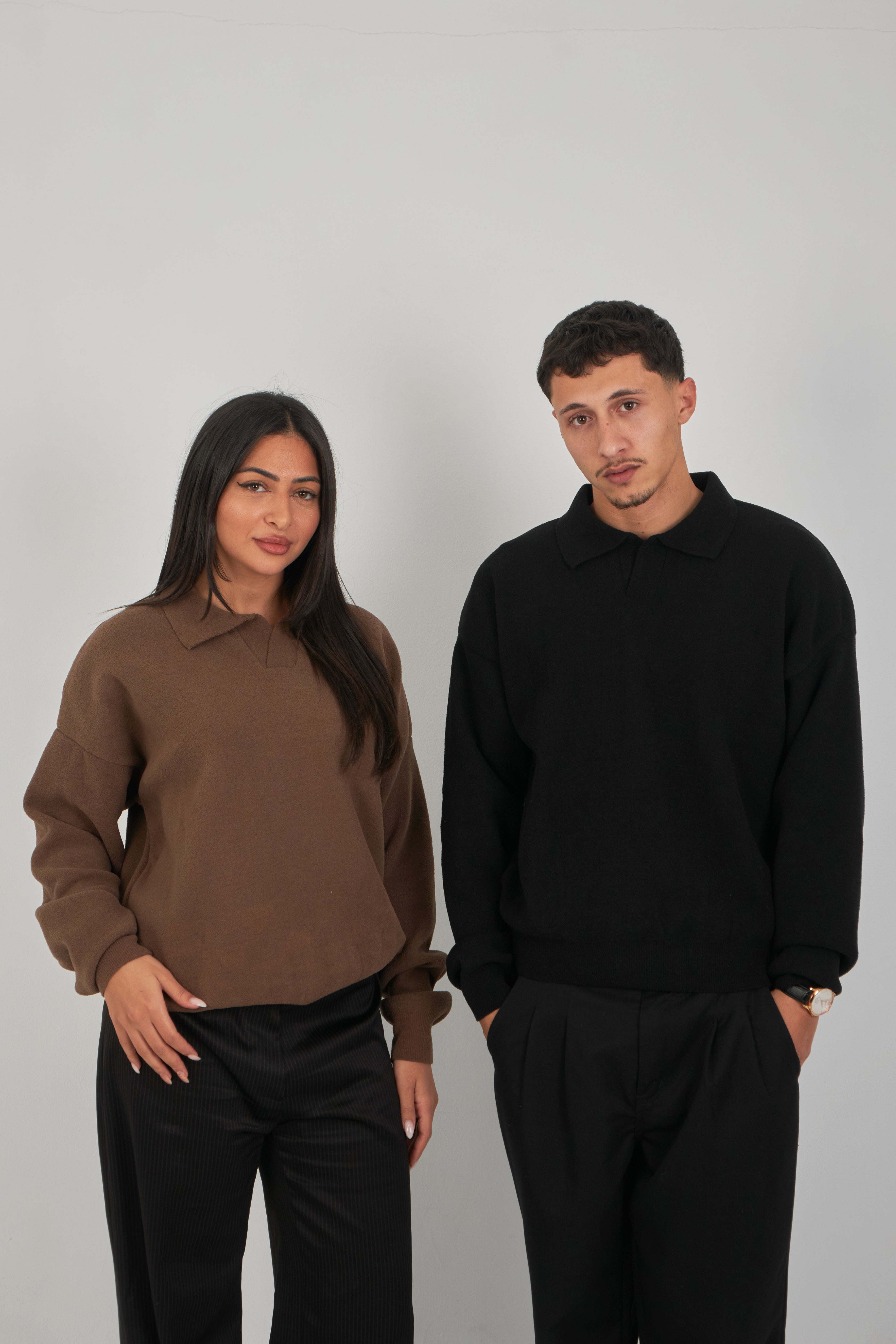 Open Collar Crew Sweater