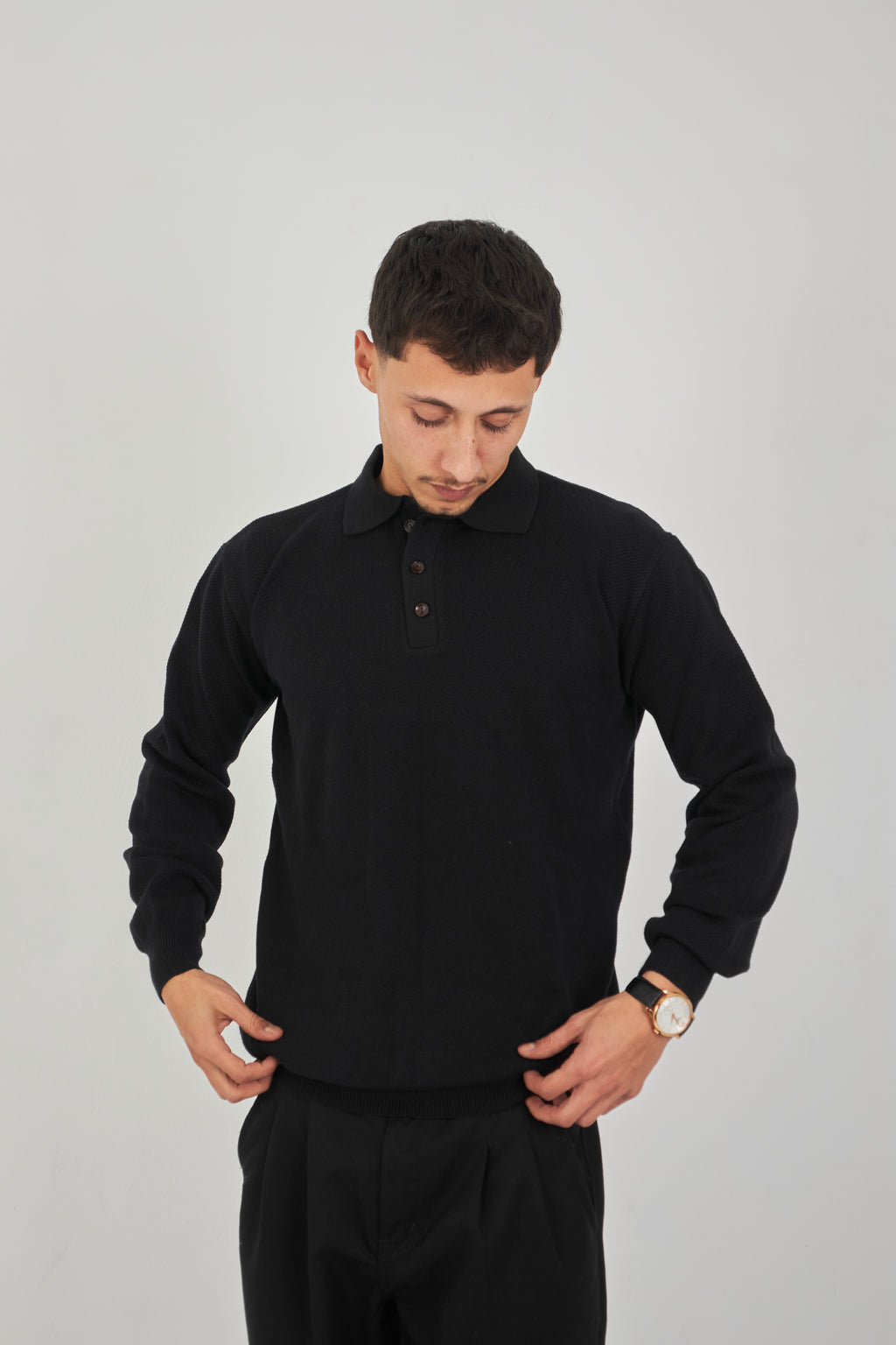 Cotton Knitted Polo pullover