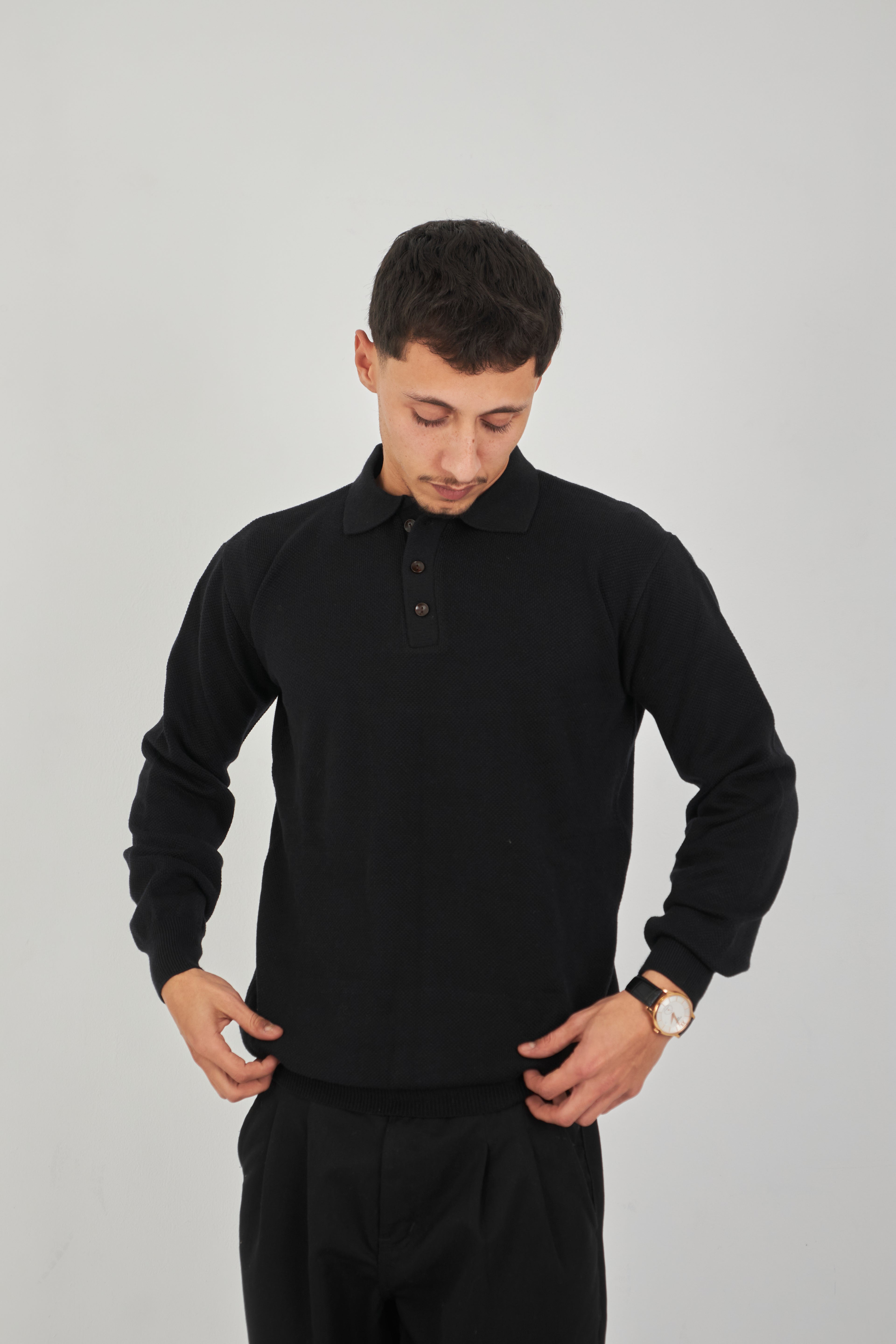 Cotton Knitted Polo pullover