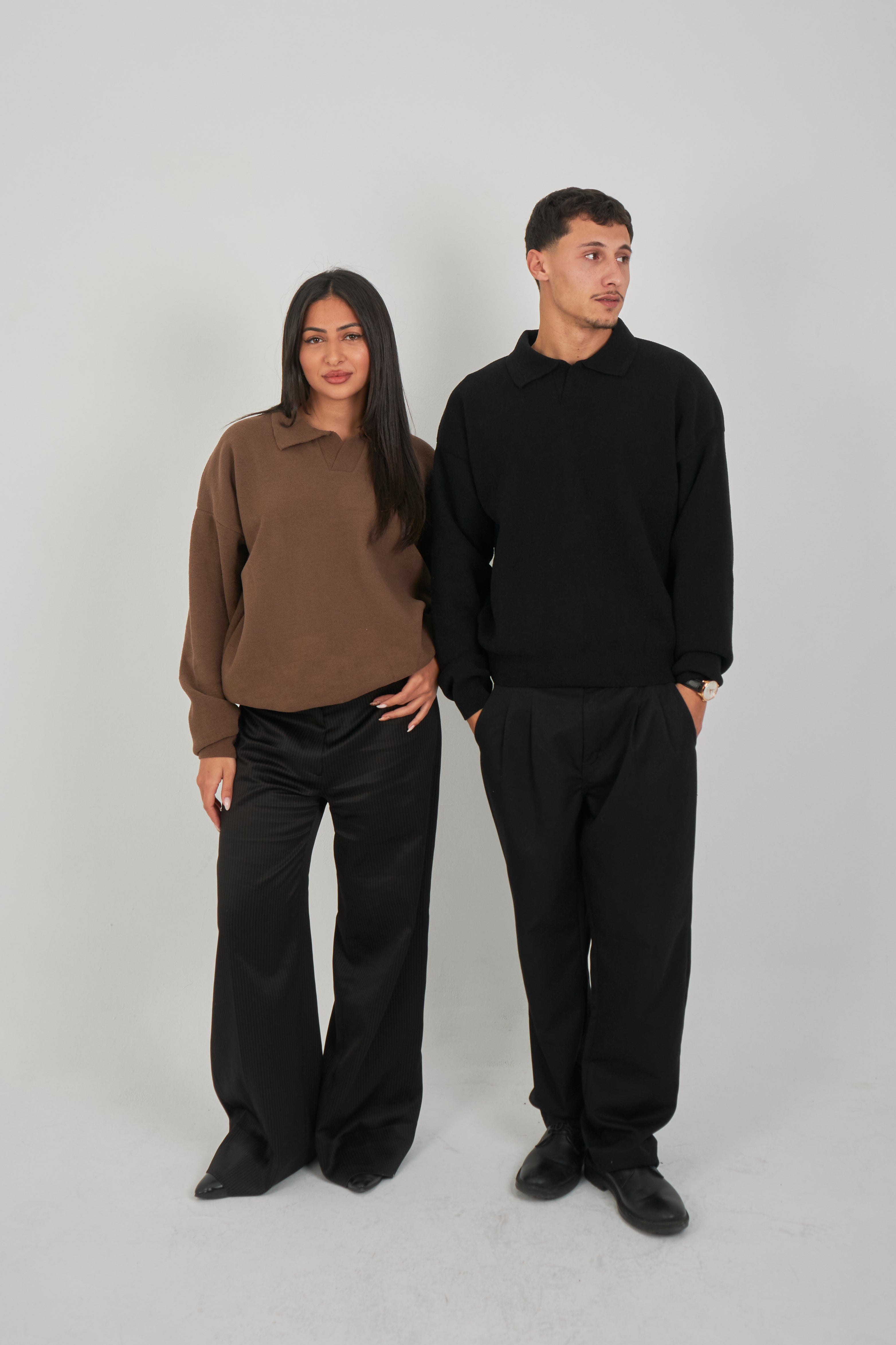 Open Collar Crew Sweater