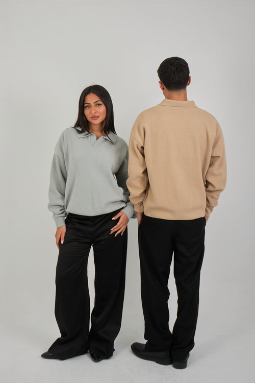 Open Collar Crew Sweater