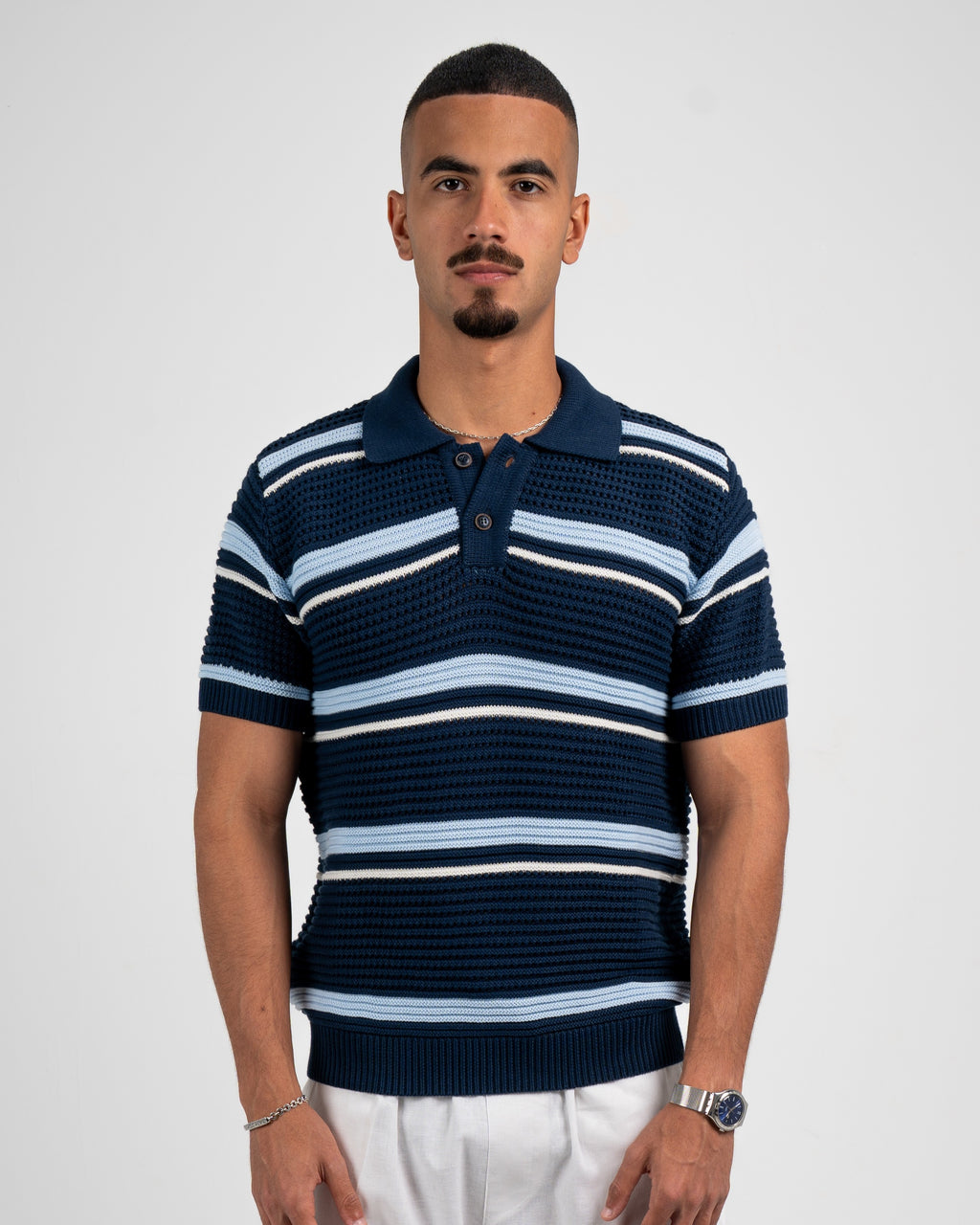 striped knitted polo