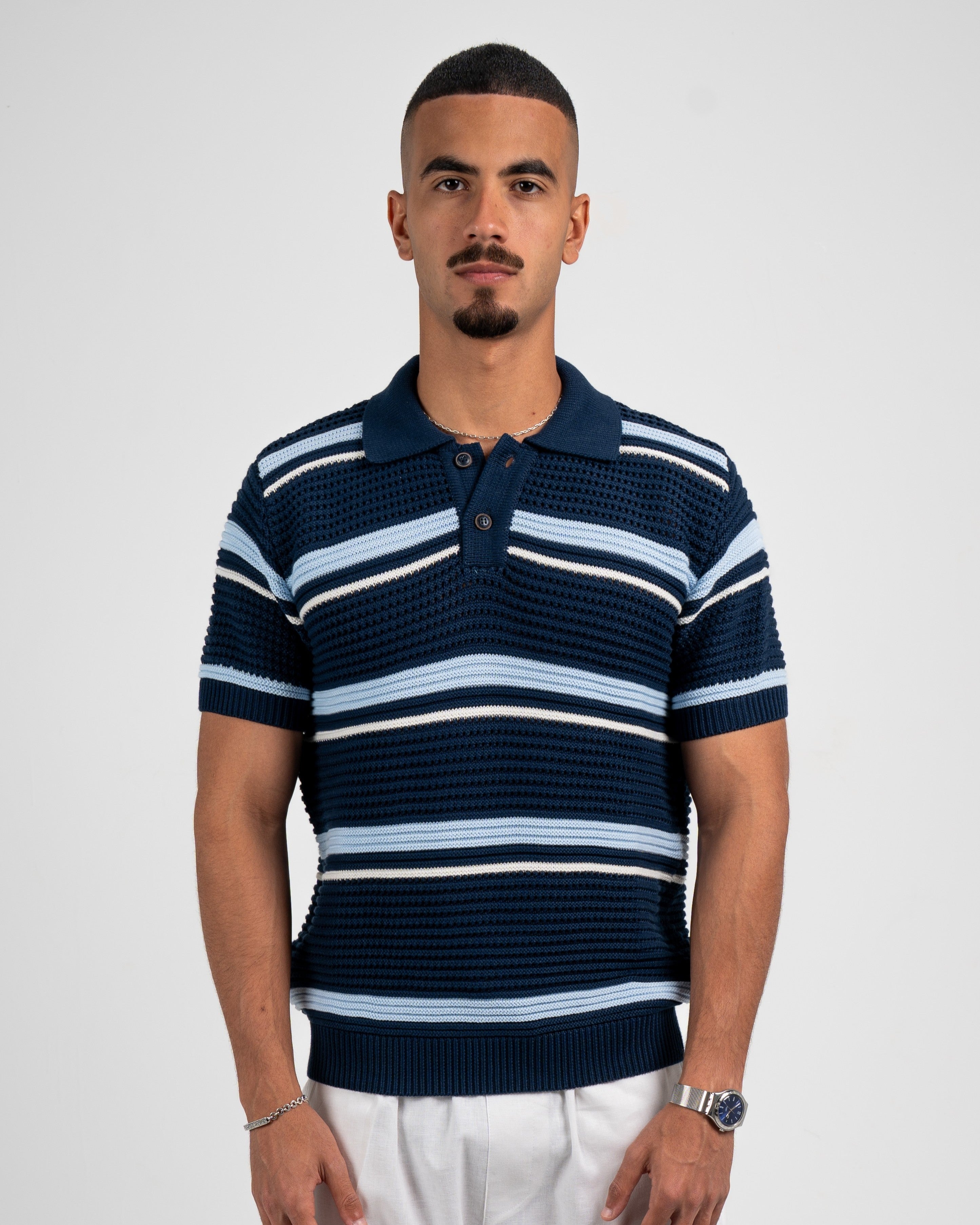striped knitted polo