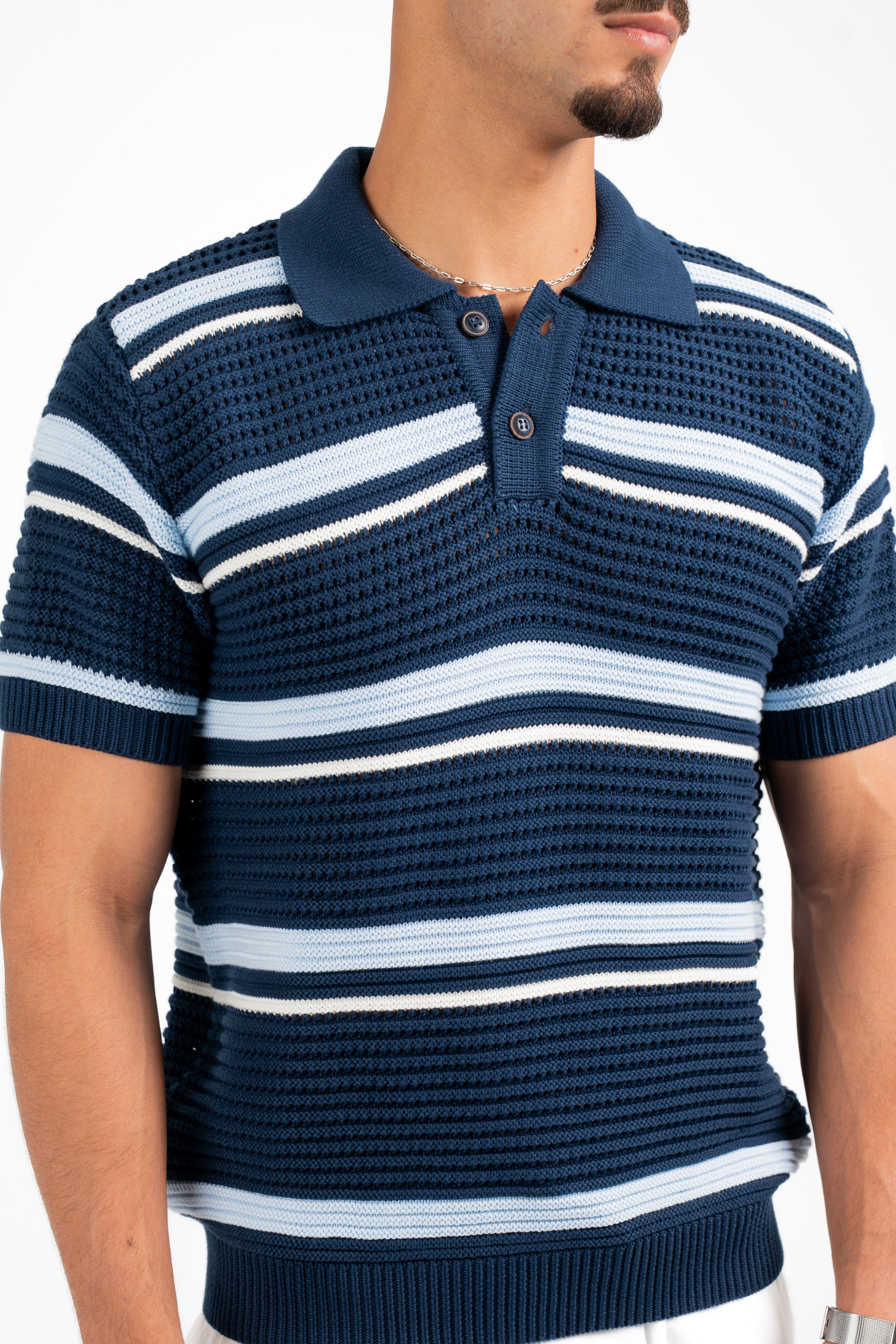 striped knitted polo