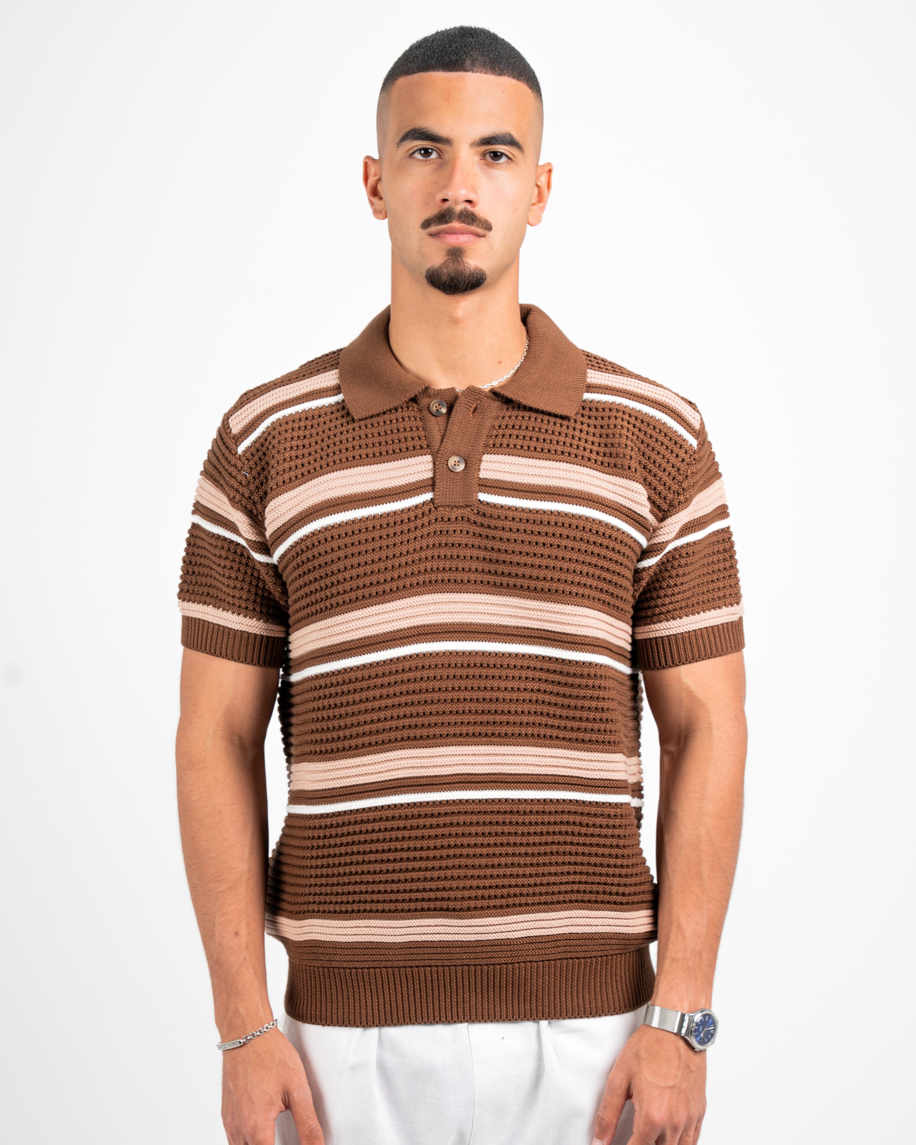 striped knitted polo