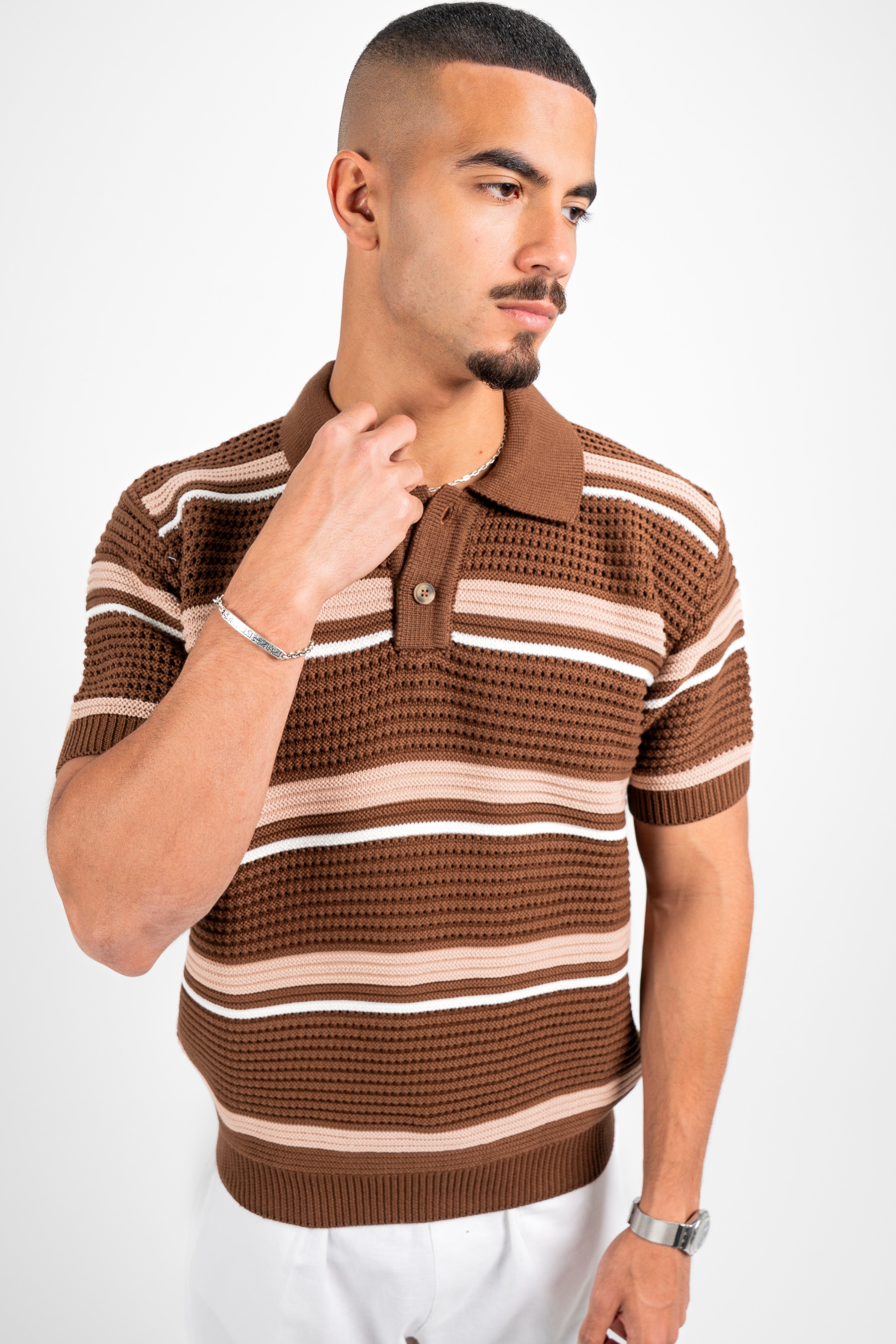 striped knitted polo