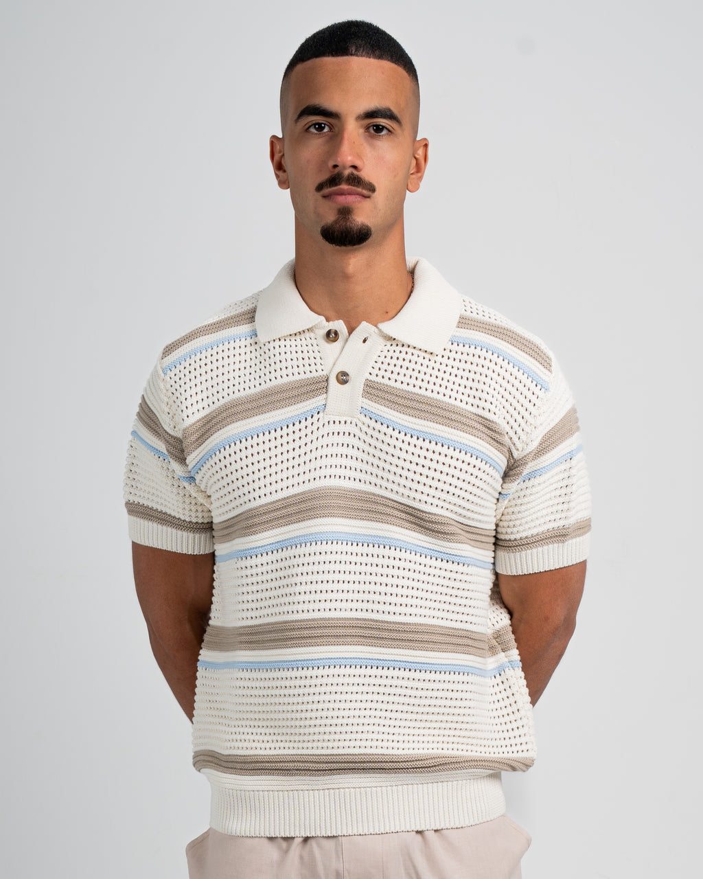 striped knitted polo