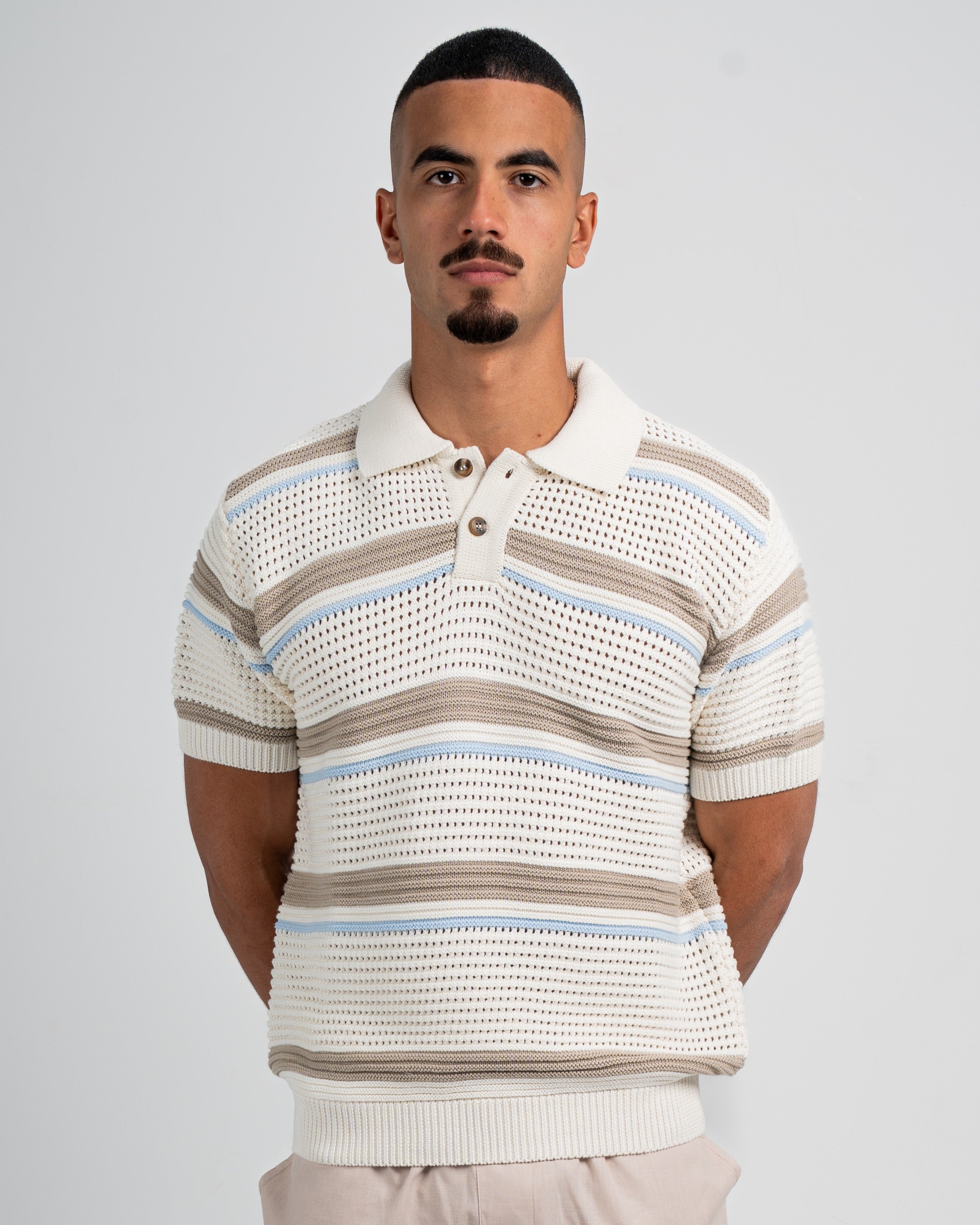 striped knitted polo