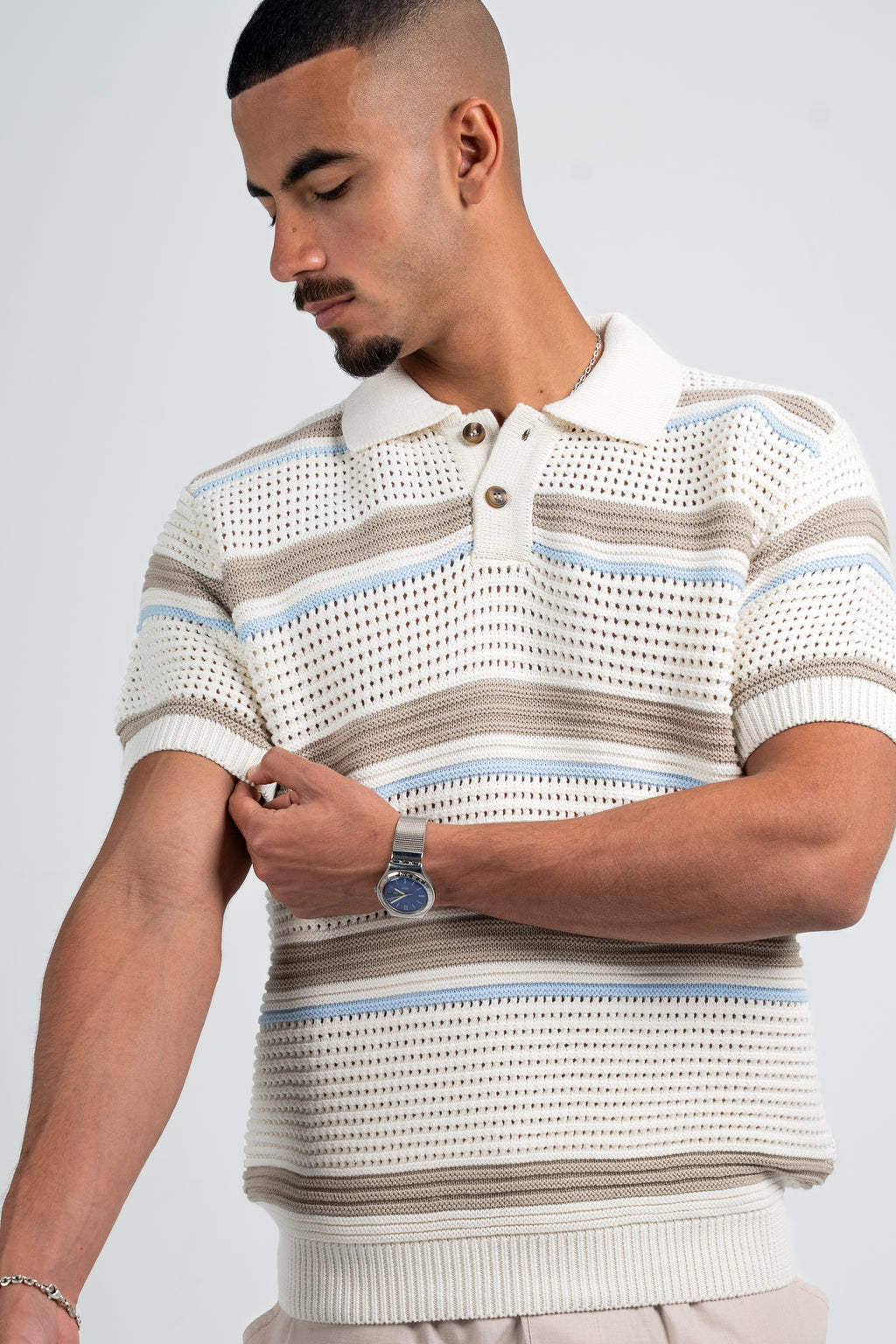 striped knitted polo