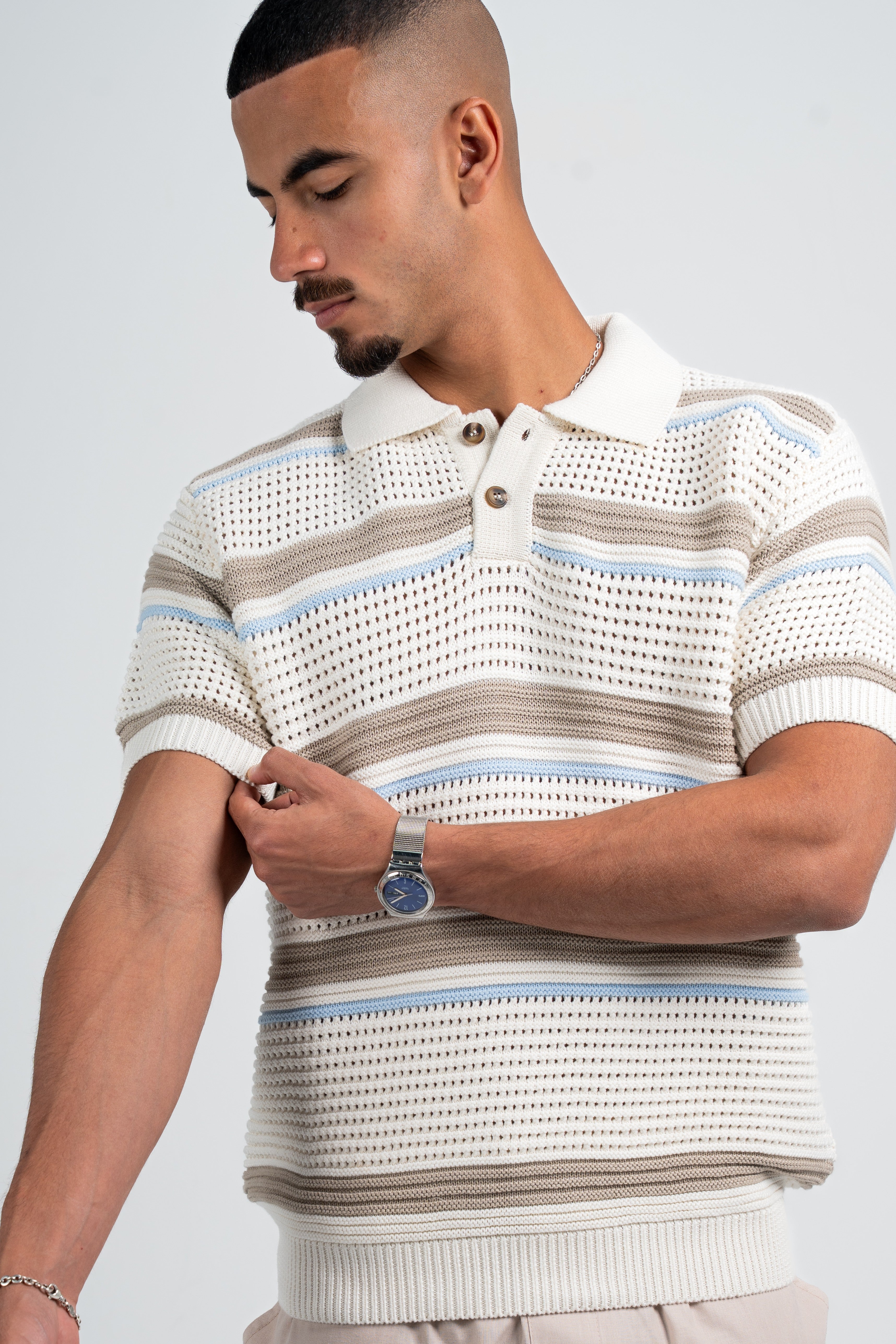 striped knitted polo