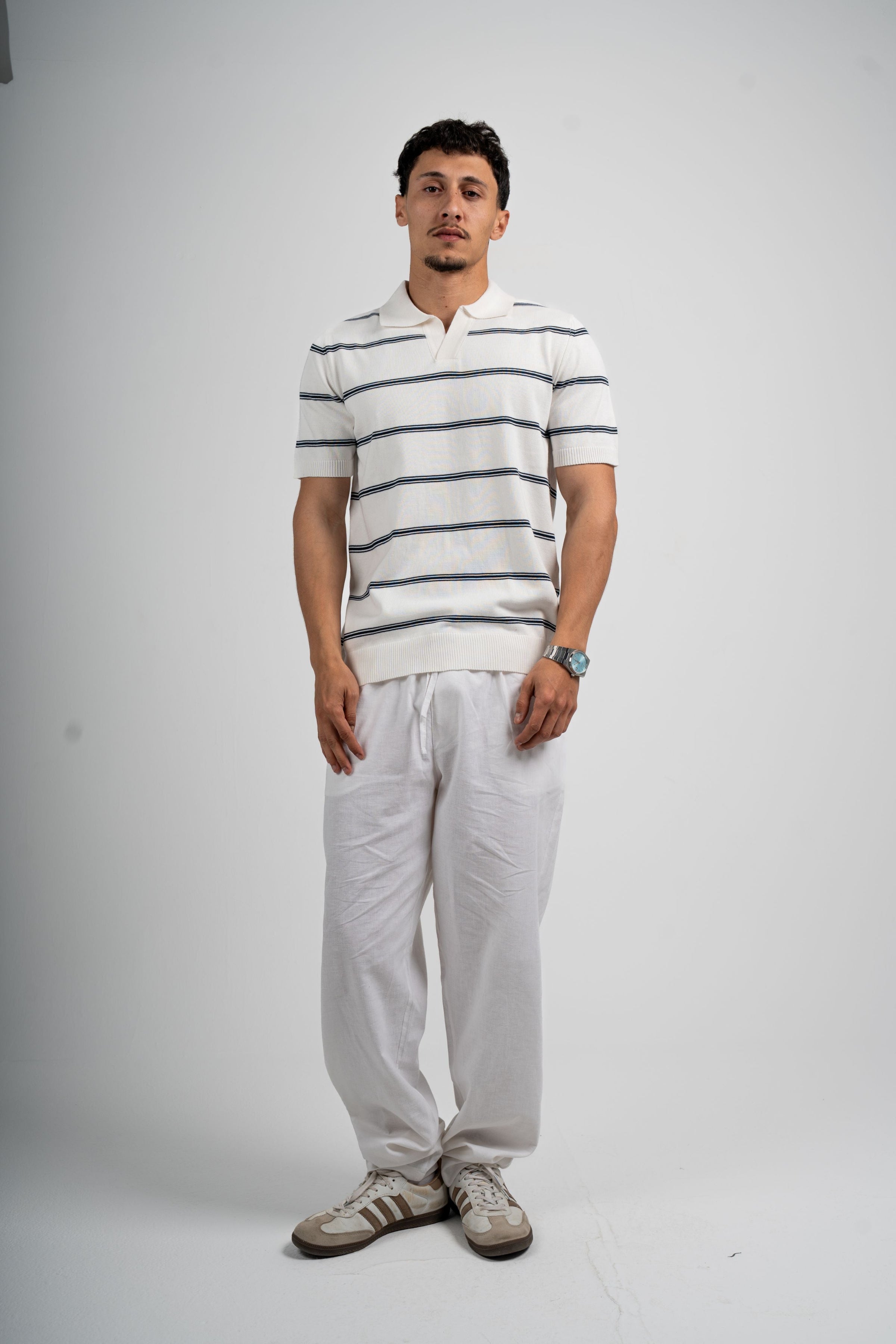 White stripped polo without buttons