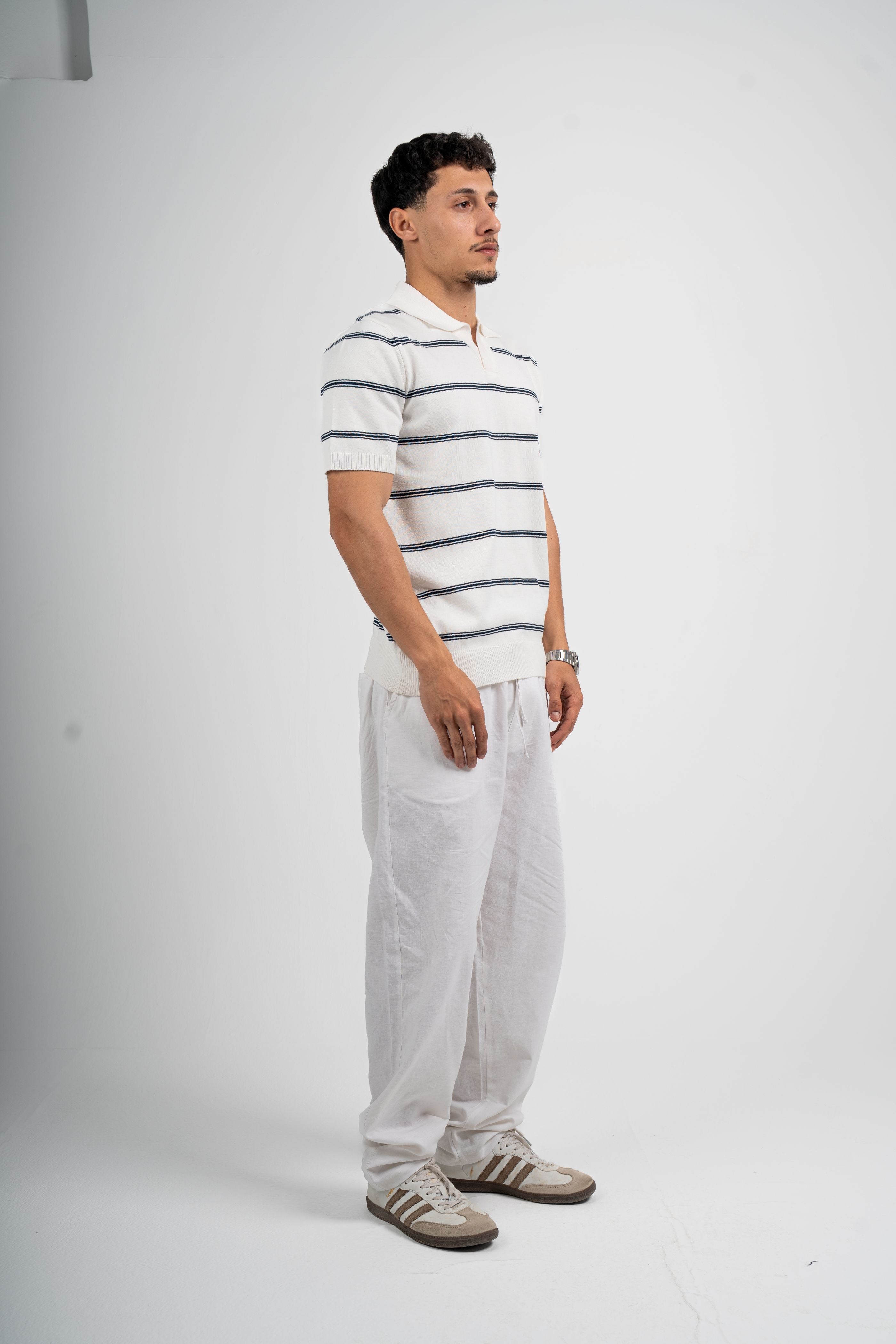 White stripped polo without buttons