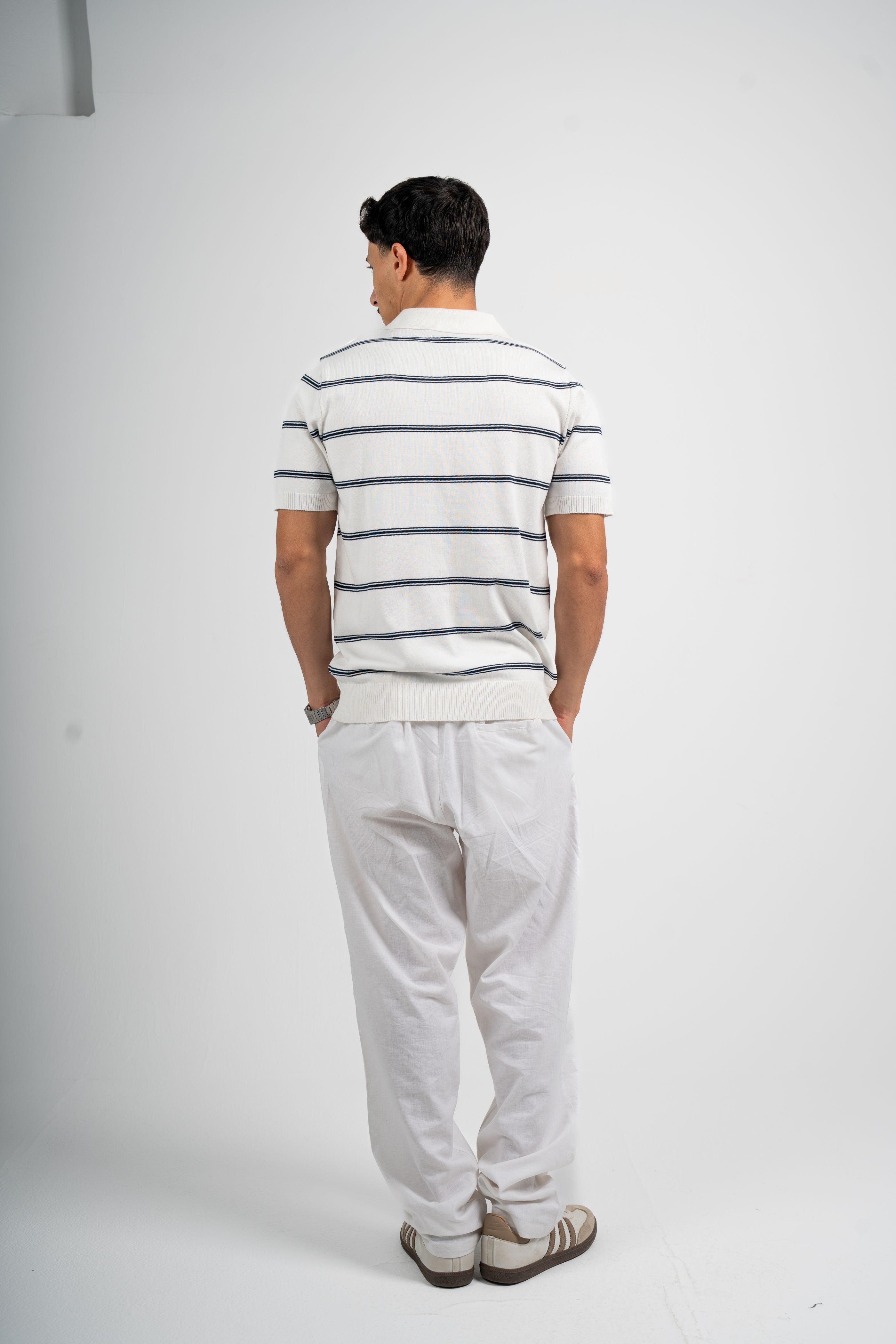 White stripped polo without buttons