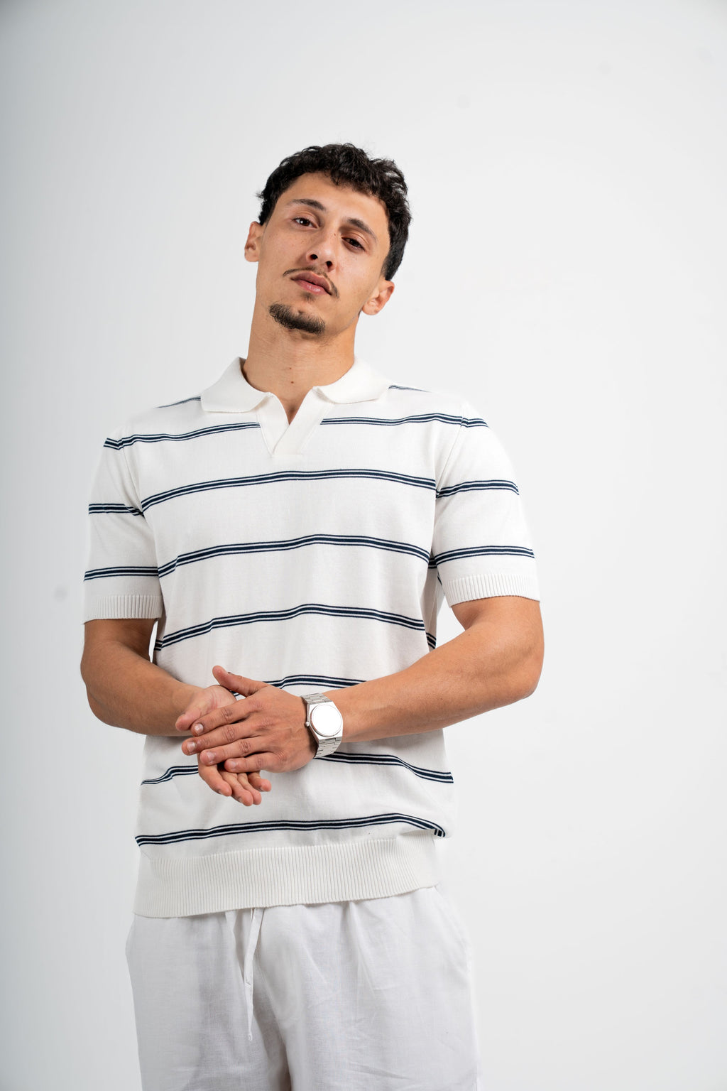 White stripped polo without buttons