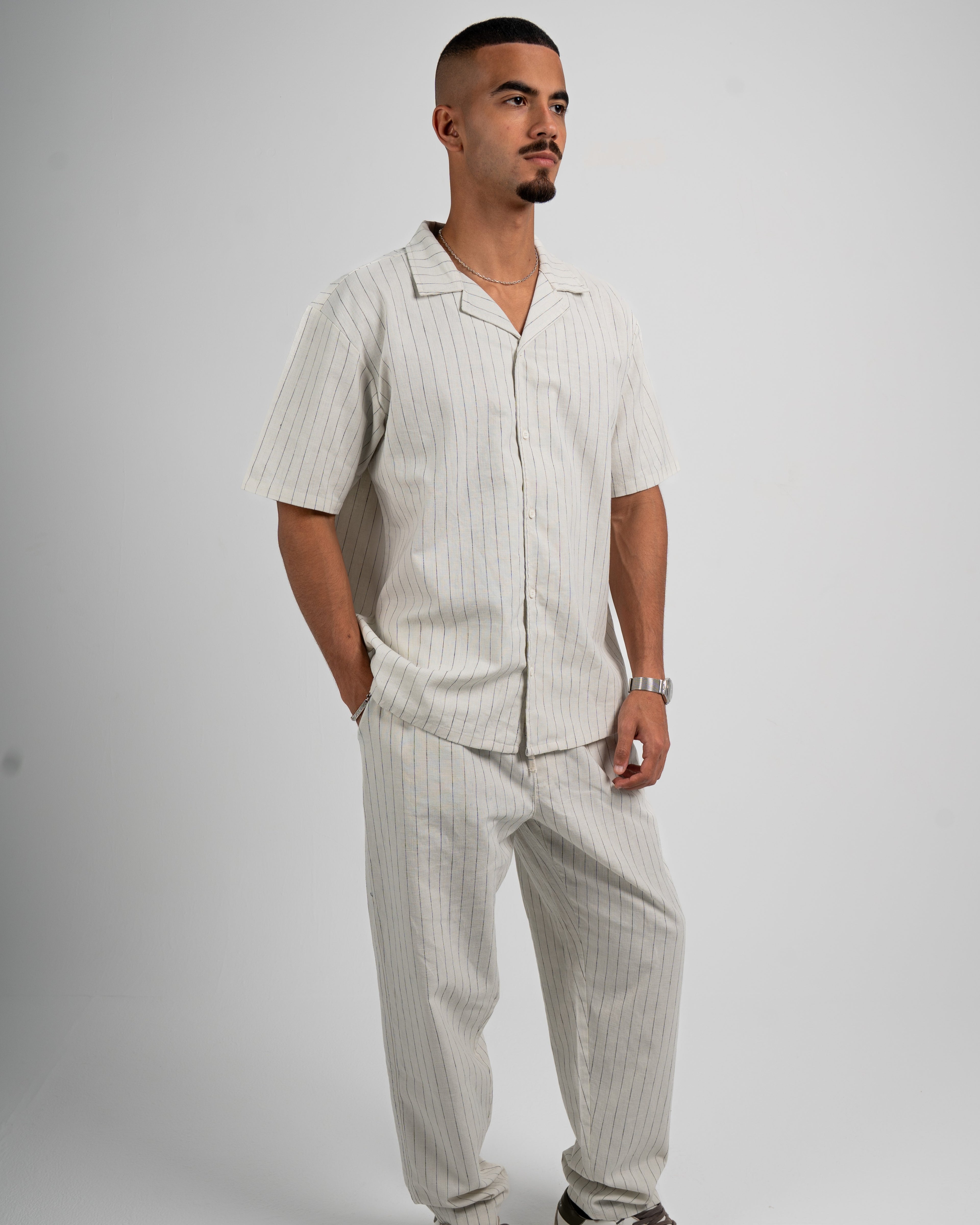 stripped linen pants